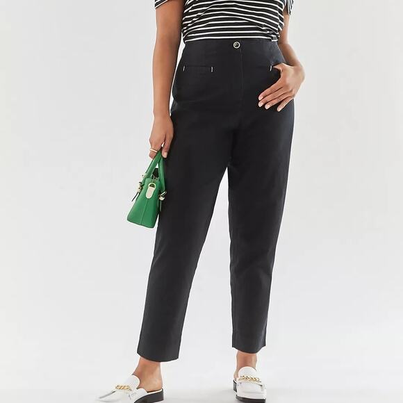 Anthropologie Maeve Cigarette Pants Black Size 8 - Picture 1 of 16